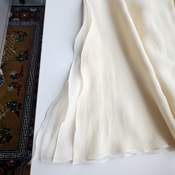AKRIS Cream Side Slit Layered Silk High Waist Flowey Pants - Picture 12 of 16